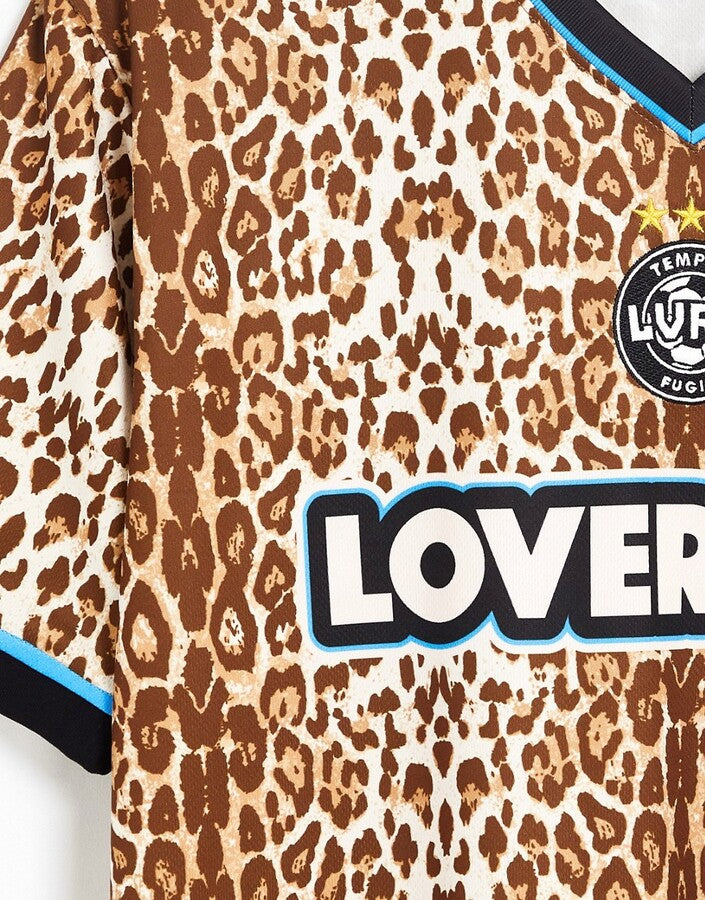 Mens Lover'S Fc Leopard Print Jersey T-Shirt In Multi