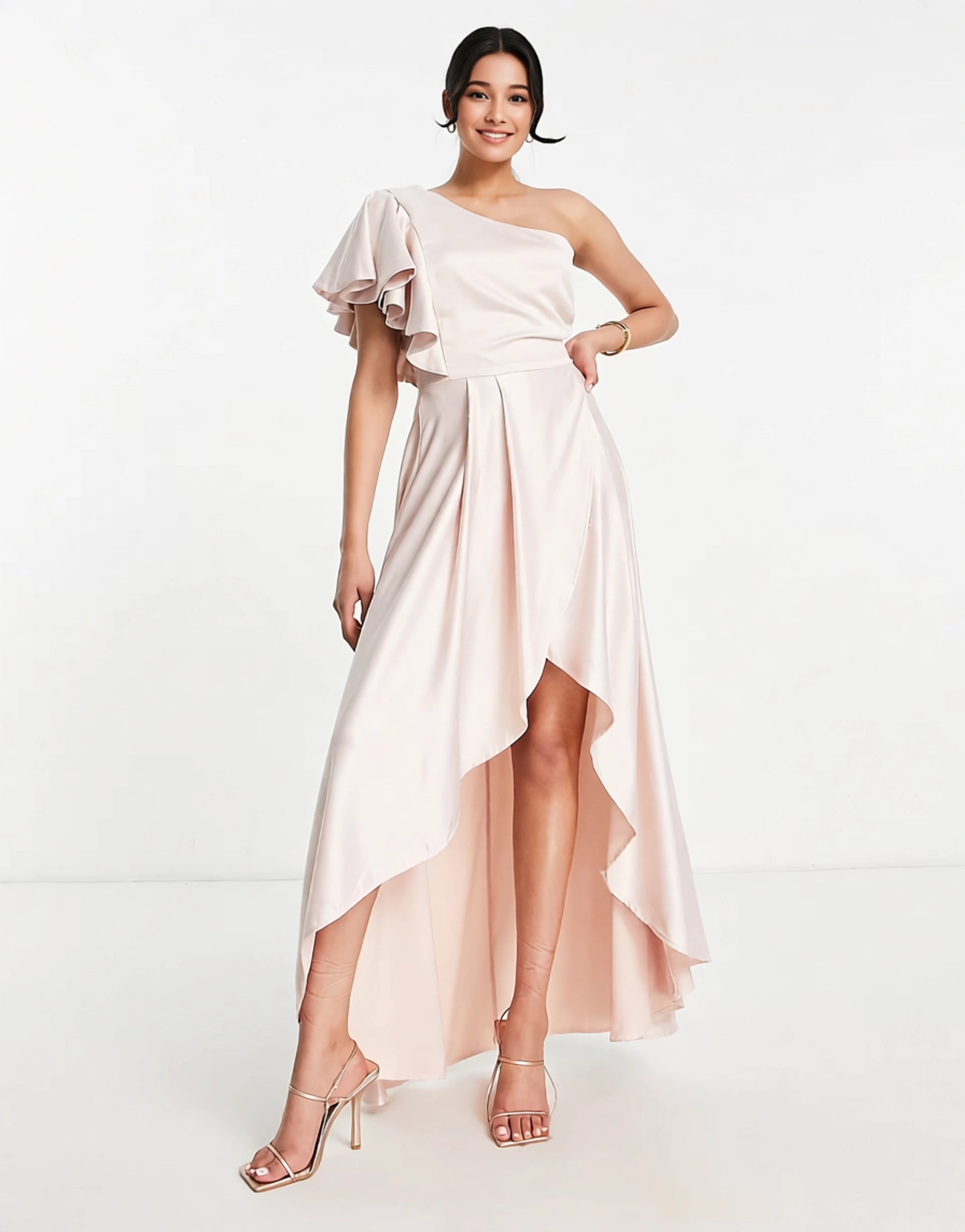 Womens True Violet Satin Wrap Maxi Dress In Blush Pink