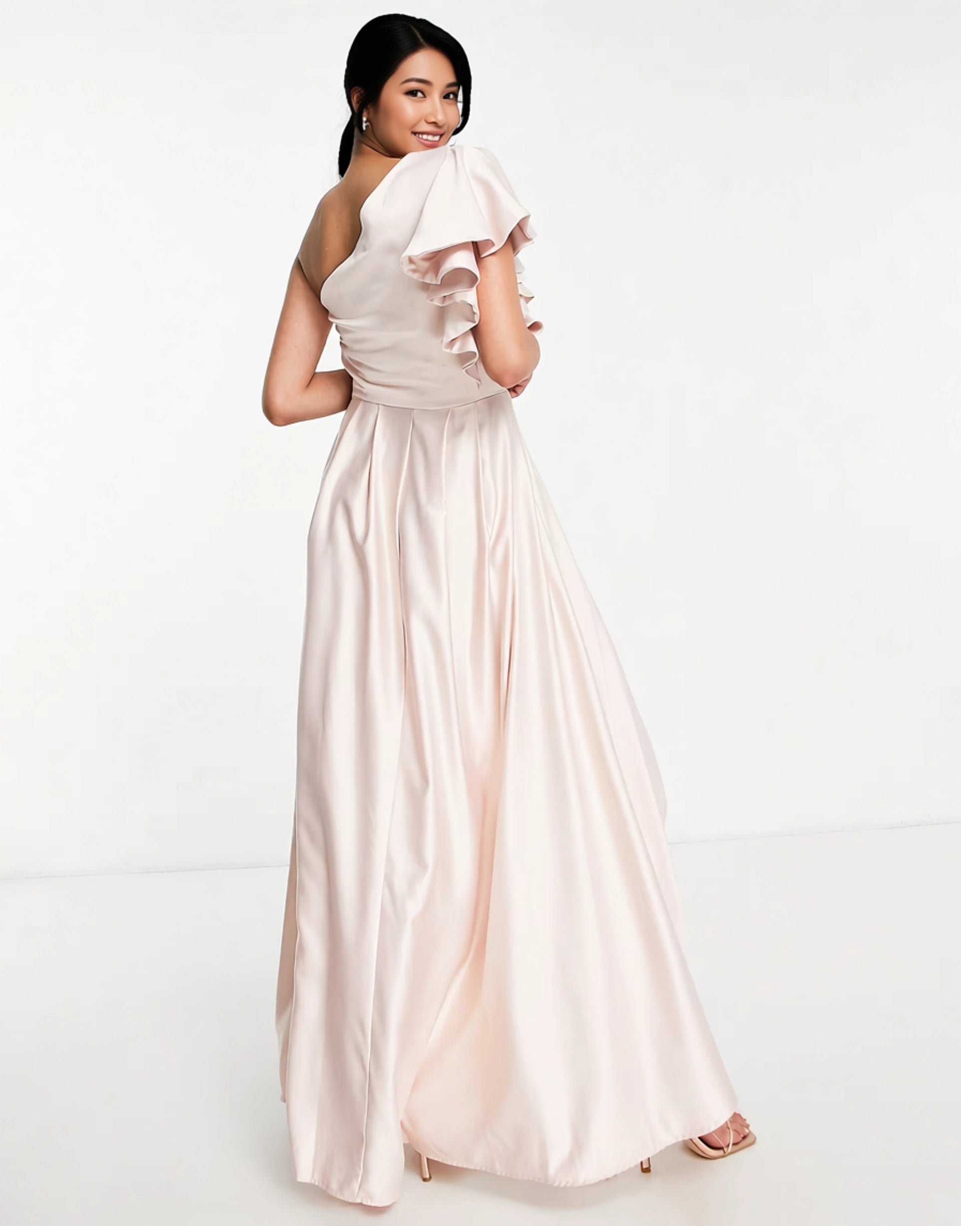 Womens True Violet Satin Wrap Maxi Dress In Blush Pink