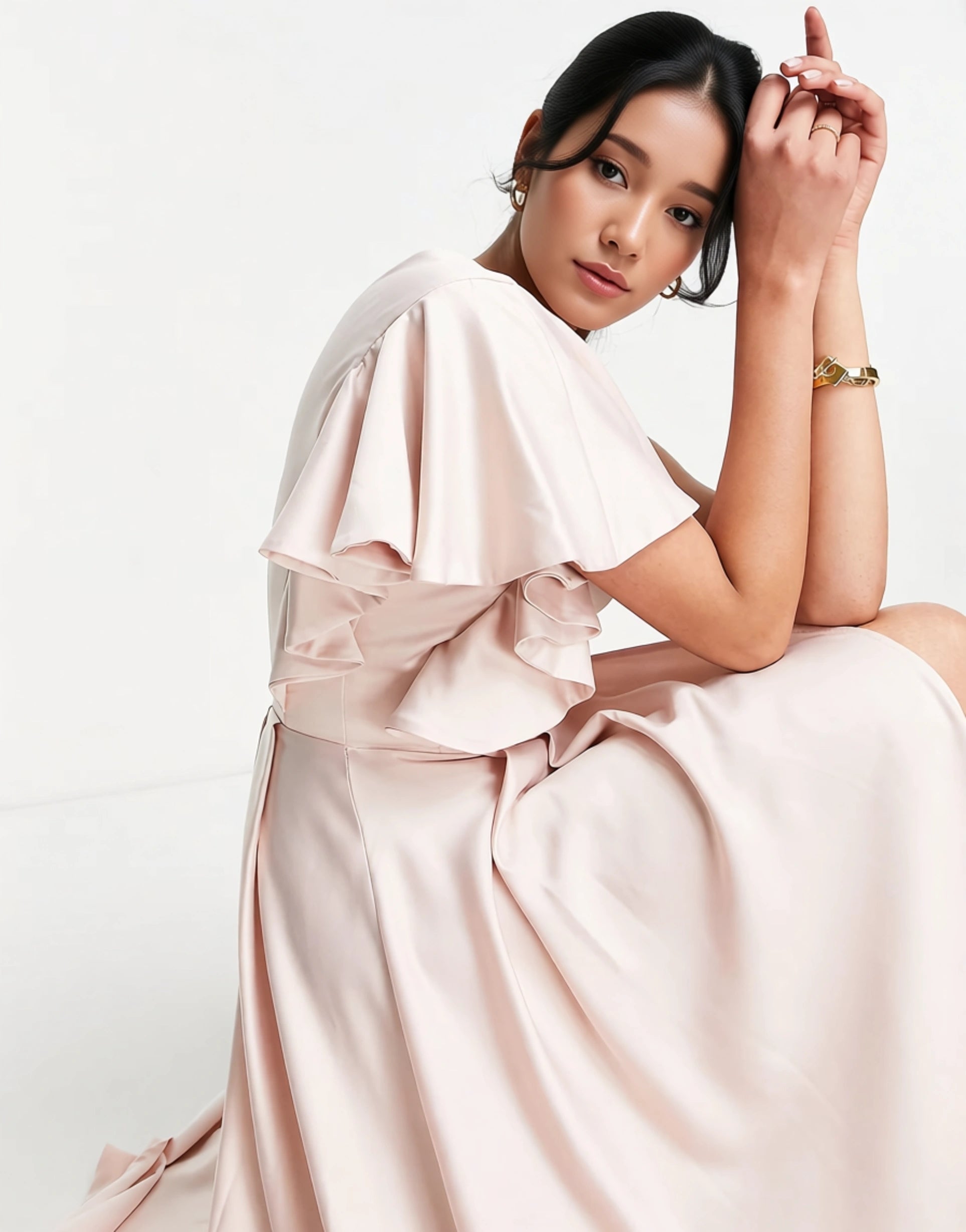 Womens True Violet Satin Wrap Maxi Dress In Blush Pink