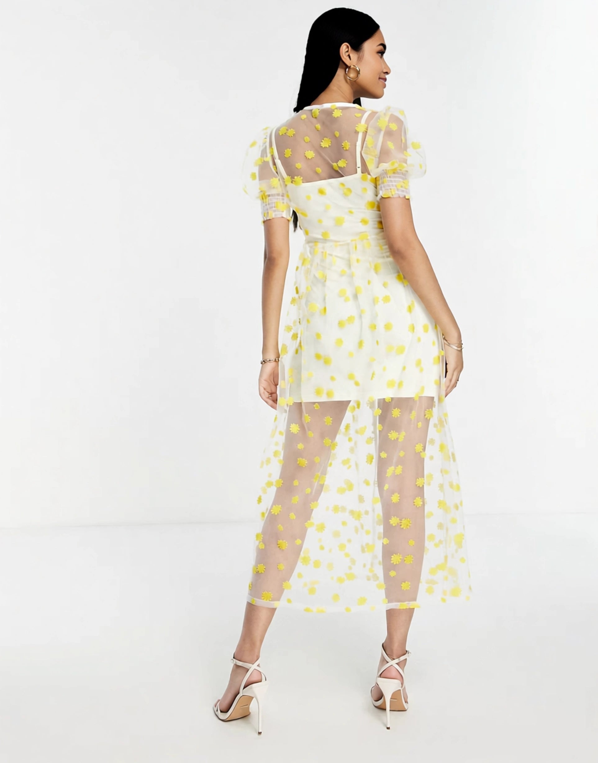 Never Fully Dressed embroidered Dress in Yellow