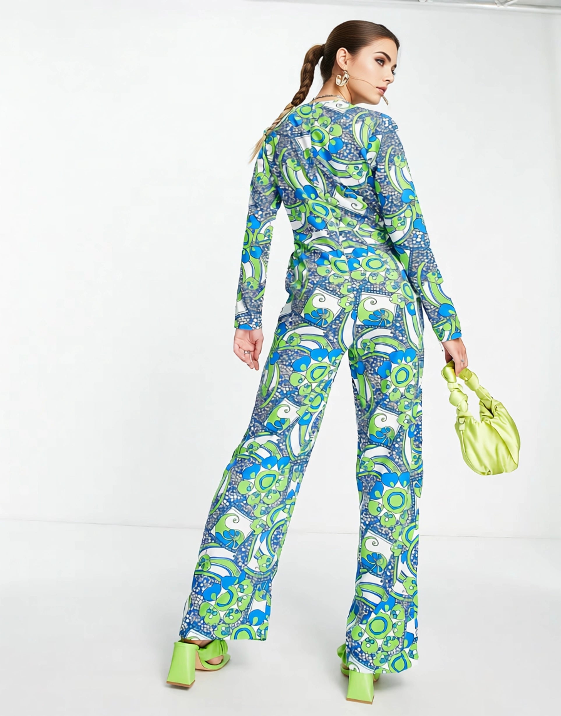 Never Fully Dressed Womens Heart Cut-Out Wide Leg Jumpsuit in Swirl Print In Multi
