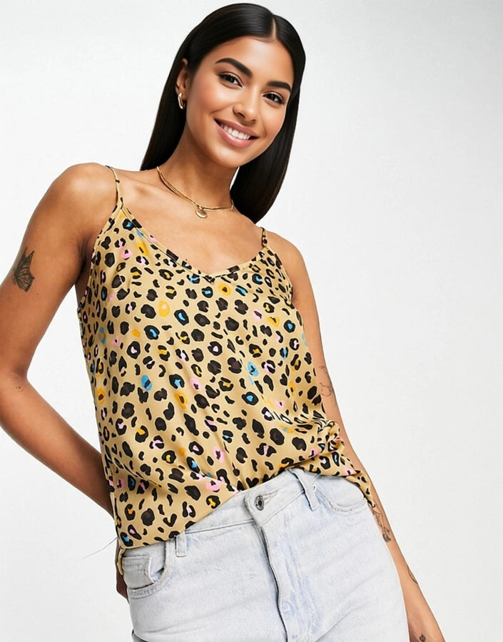 Never Fully Dressed Womens Cami Top Co-Ord in Leopard Confetti Print
