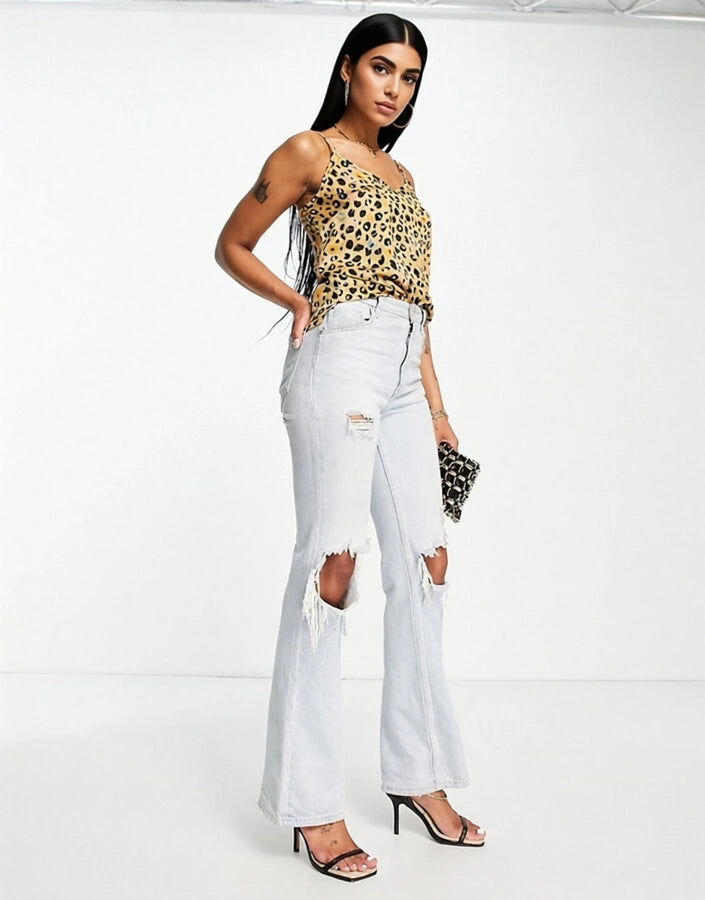 Never Fully Dressed Womens Cami Top Co-Ord in Leopard Confetti Print