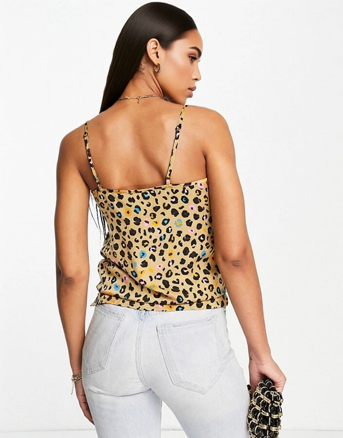 Never Fully Dressed Womens Cami Top Co-Ord in Leopard Confetti Print