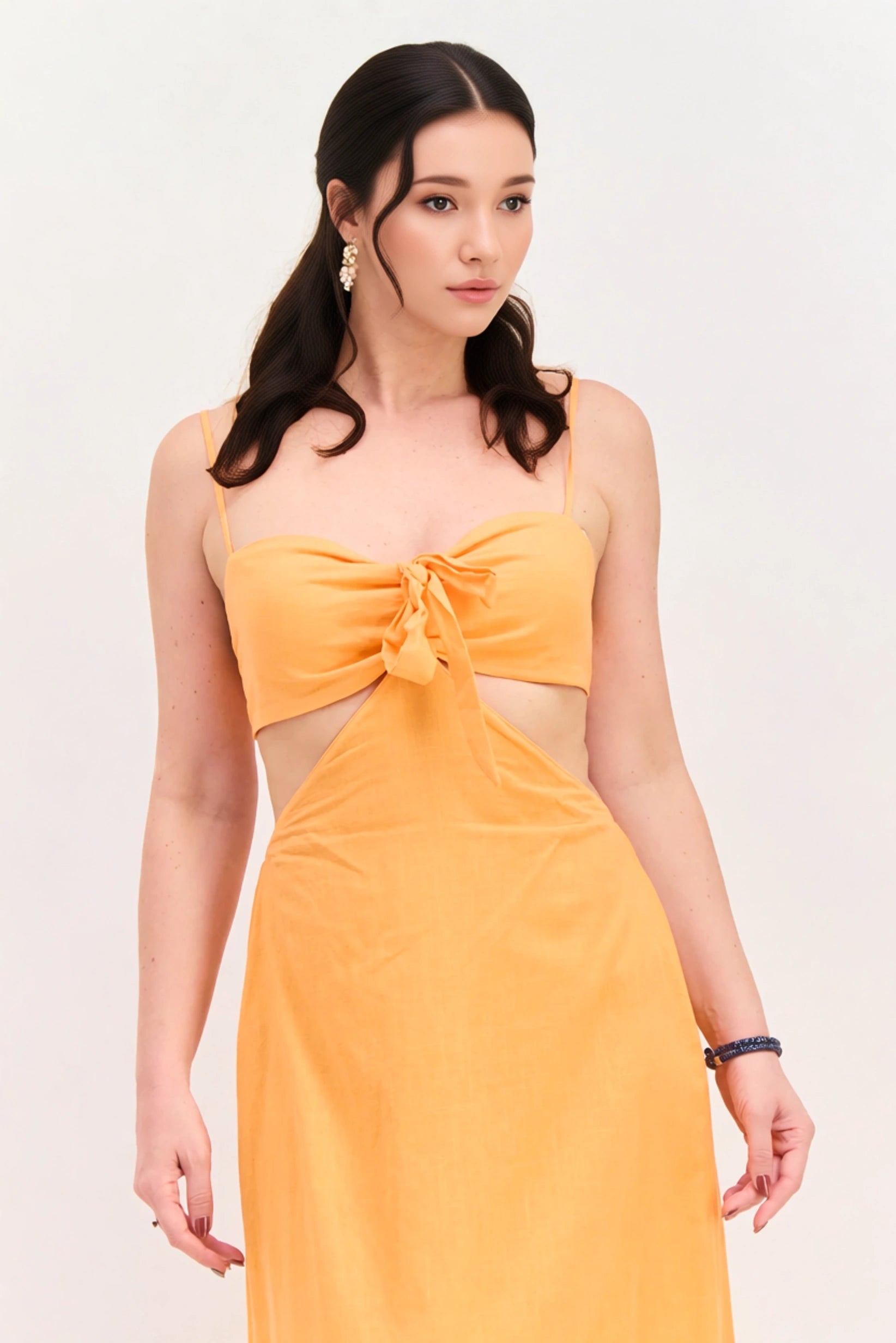 Womens Trendyol Knot Front Midi Cami Dress In Orange
