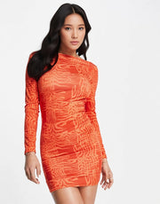 Womens Fashionkilla Scoop Back Mini Dress In Orange Print