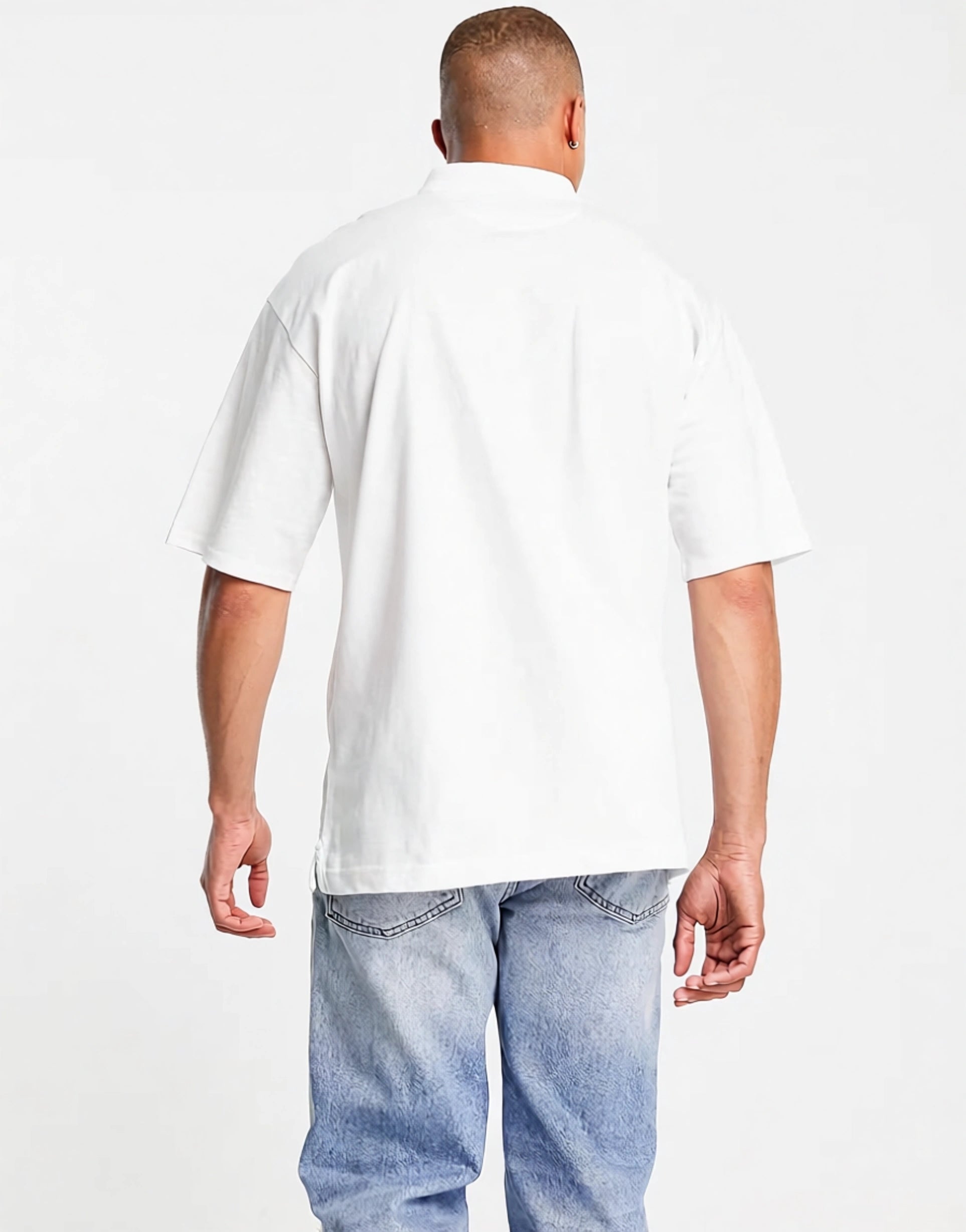 Farah Mens Costello Zip Cotton Polo Shirt In White