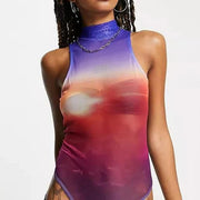 Womens Elsie & Fred High Neck Body In Ombre Mesh With Bandeau Bra Detail