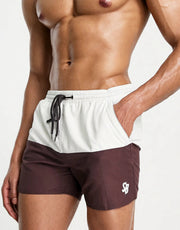 South Beach Mens Colour Block Swim Shorts Brown And Cream