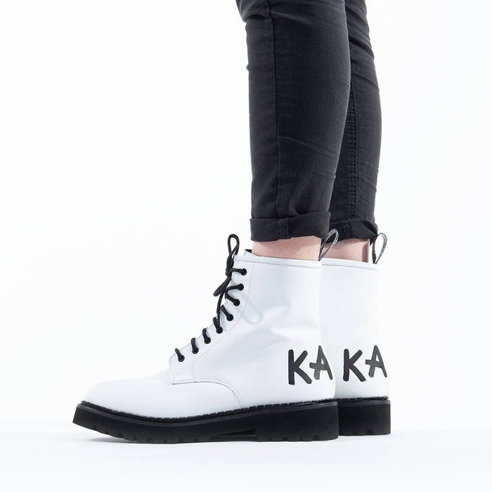 Karl Lagerfeld Women's Lace-Up Boots in White