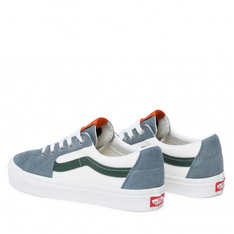 Vans SK8-Low Trainers in Varsity Canvas With Green Suede