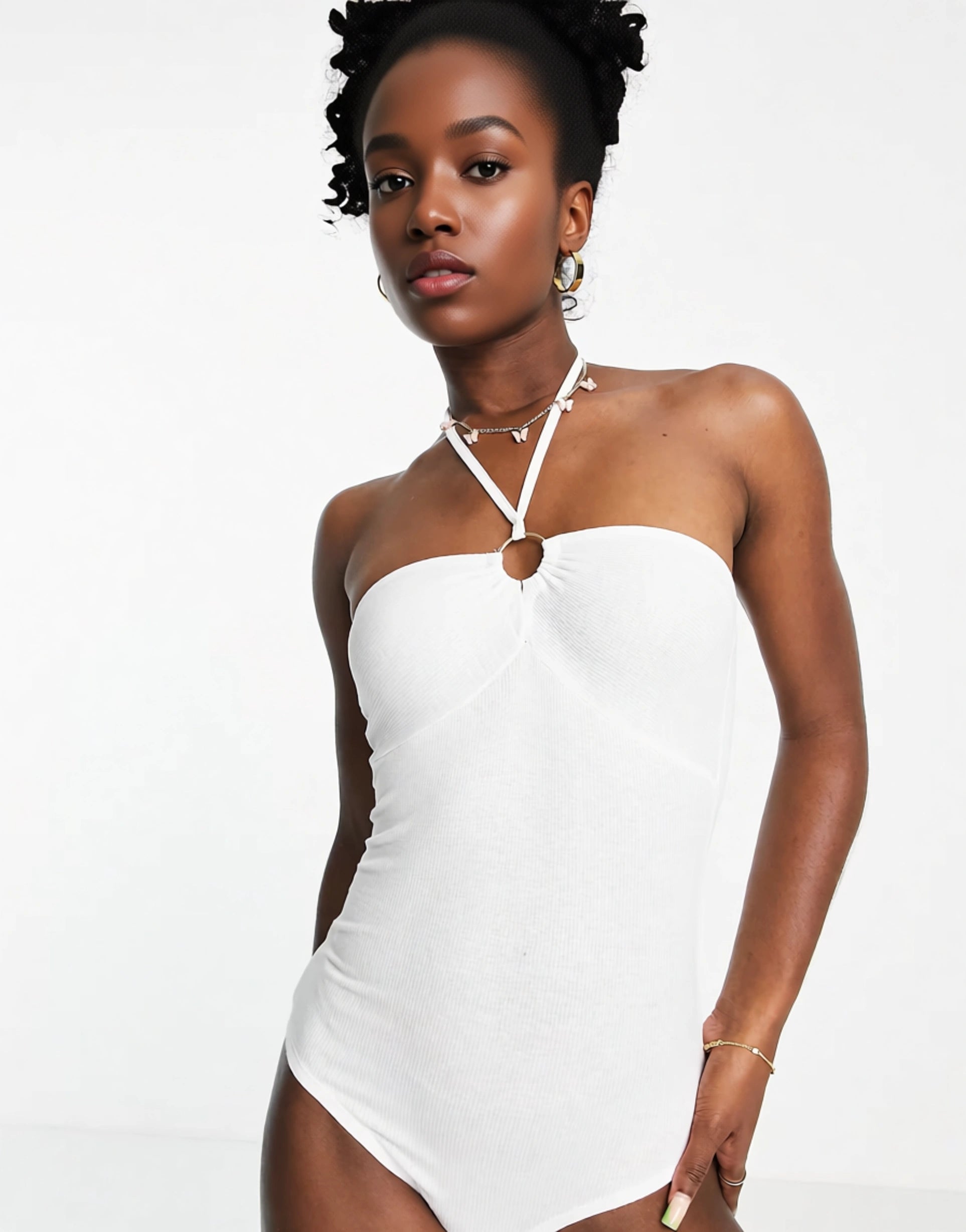 Brave Soul Womens Nya Halter Bodysuit In White