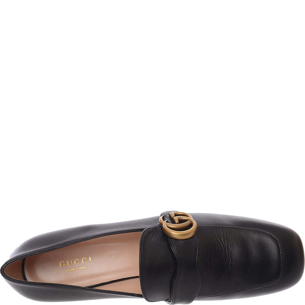 Gucci Womens Marmont Logo Embellished Leather Loafers In Black