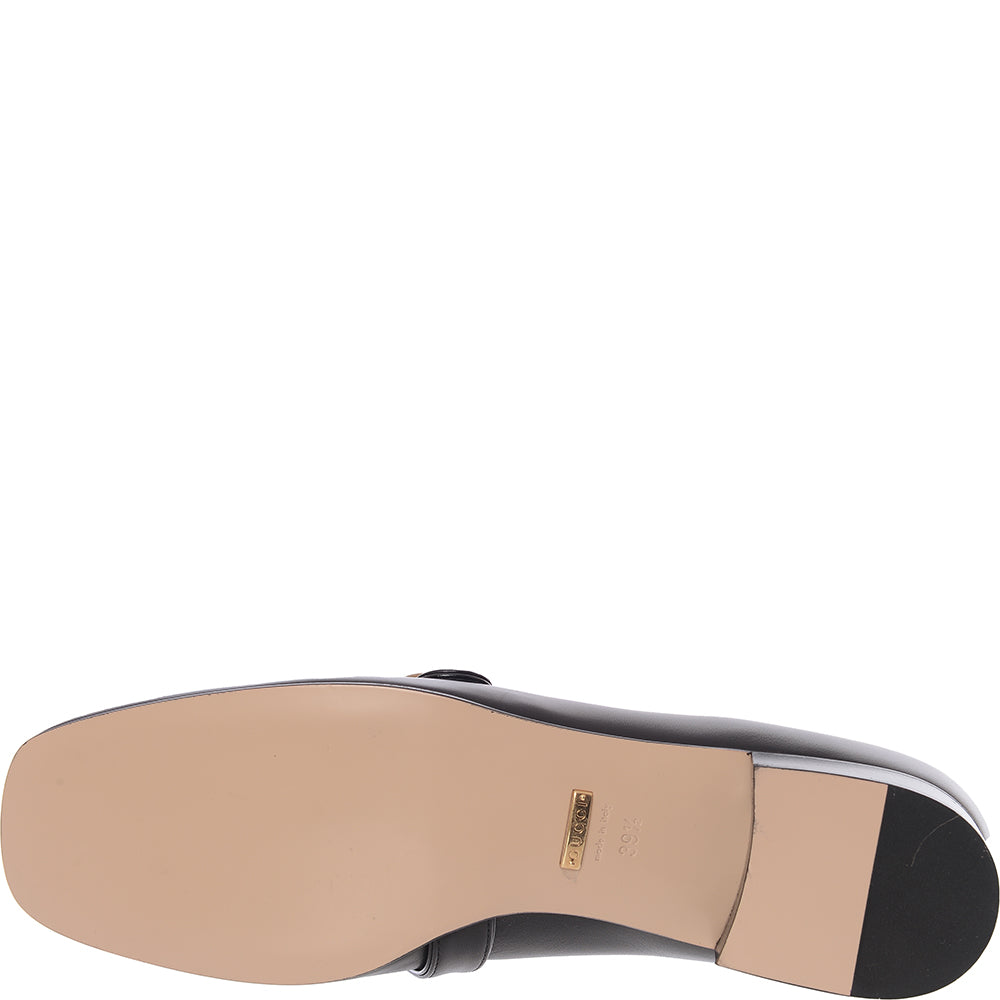 Gucci Womens Marmont Logo Embellished Leather Loafers In Black