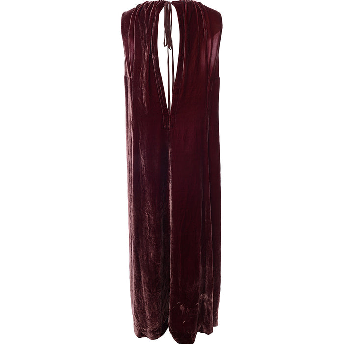 RAEY Womens Velvet Gathered Neck Maxi Dress in Red