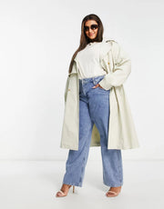 UNIQUE21 Hero Womens Plus A Line Flap Pocket Trench Coat In Neutral