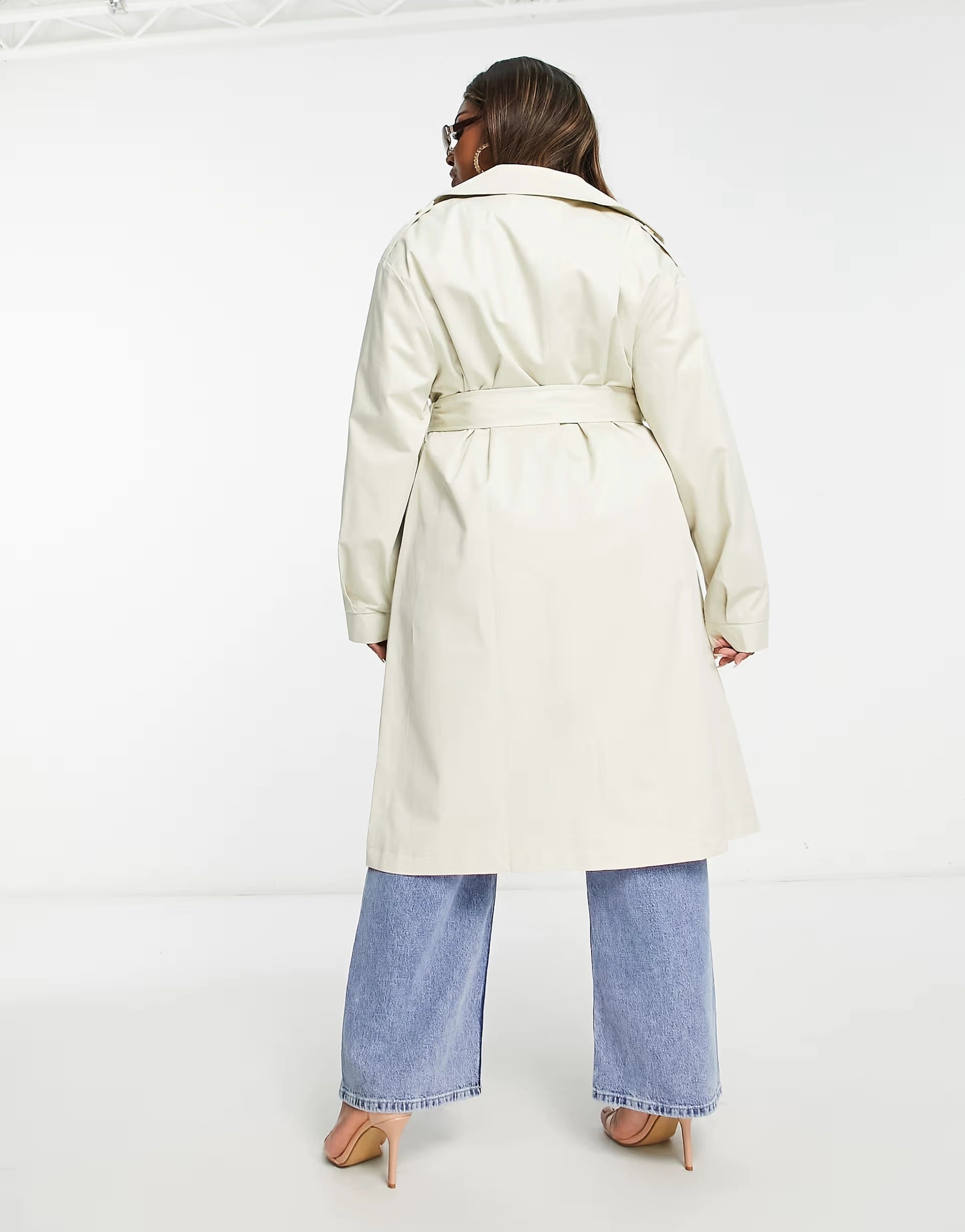 UNIQUE21 Hero Womens Plus A Line Flap Pocket Trench Coat In Neutral