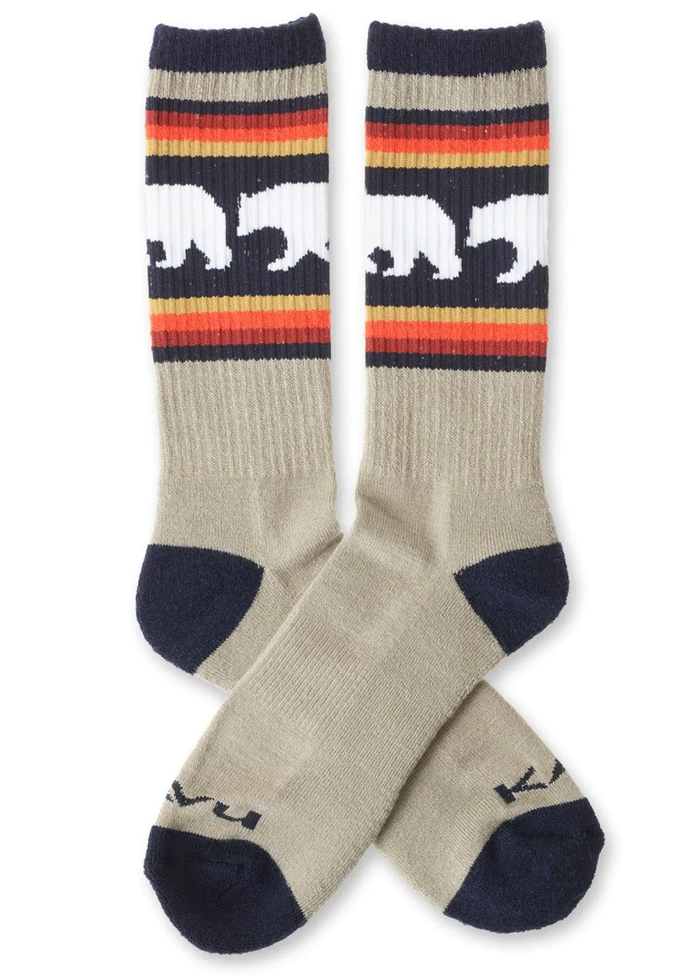 KAVU Mens Moonwalk Polar Bear Print Socks in Beige