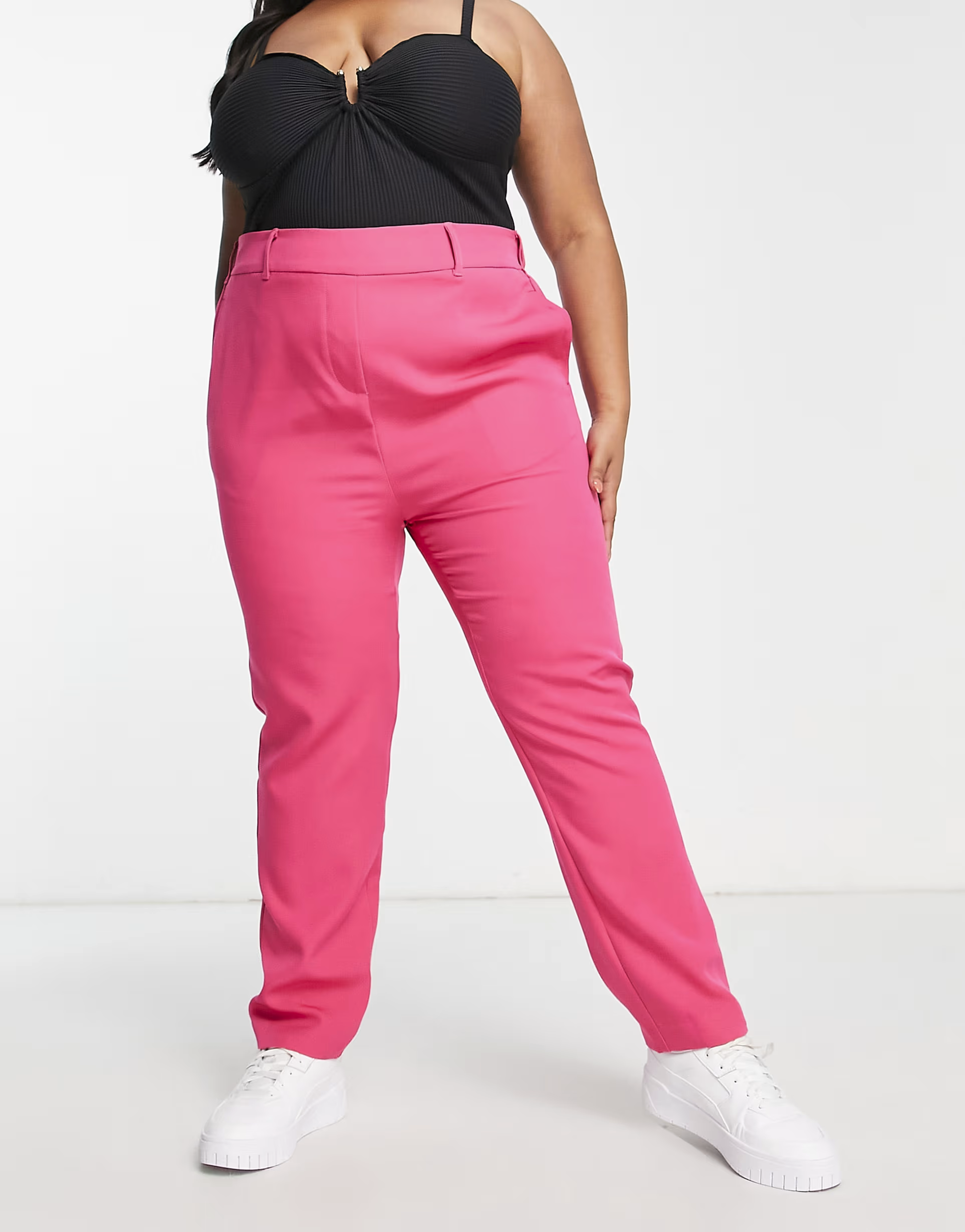 Yours Womens Co-Ord Tailored Trouser In Pink