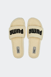 Puma Womens Sherpa Slide With Logo In Brown