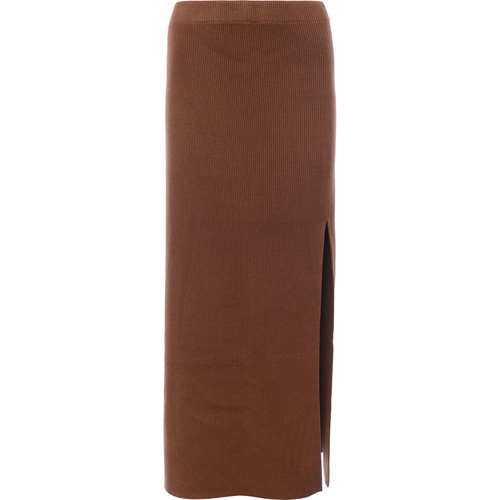 Pretty Lavish Women's Soft Brown Knitted Midaxi Skirt