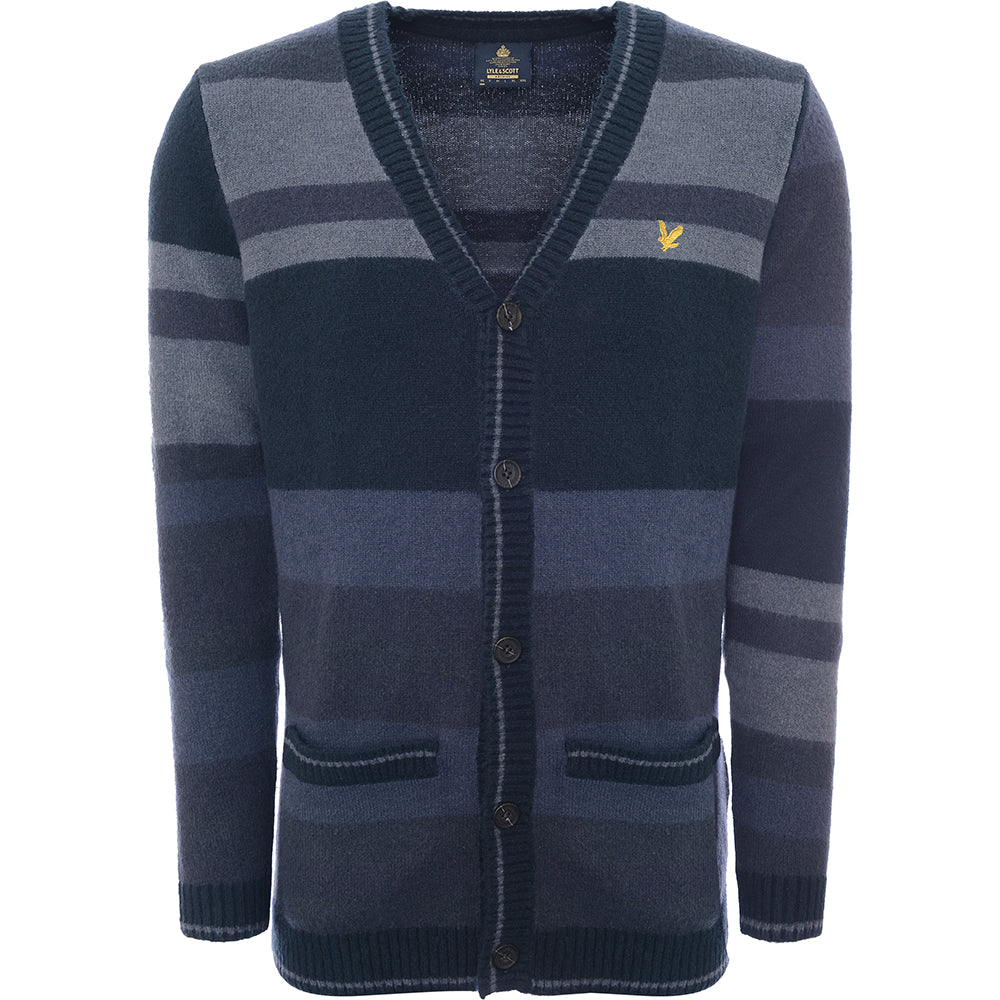 Lyle & Scott Men's Navy Archive Stripe Cardigan