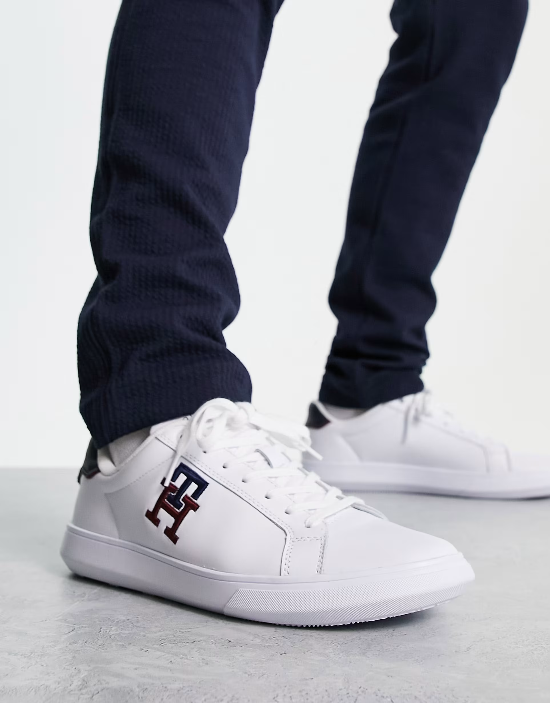 Tommy Hilfiger Mens Cupsole Leather Monogram In White