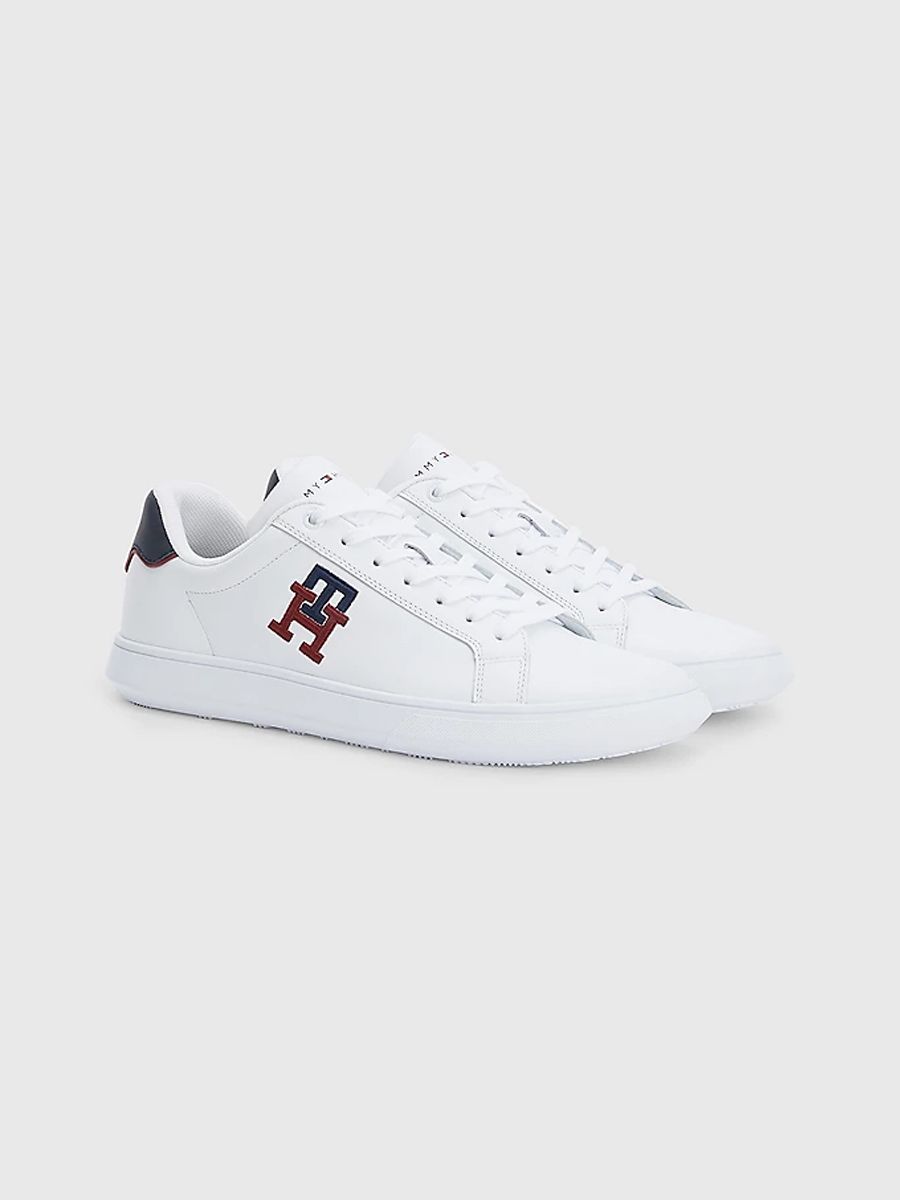 Tommy Hilfiger Mens Cupsole Leather Monogram In White