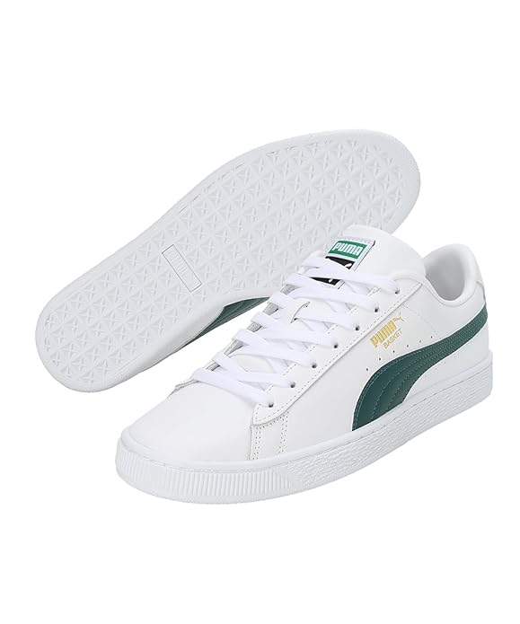 Puma Mens Basket Classic XXI Trainers in White And Varsity Green