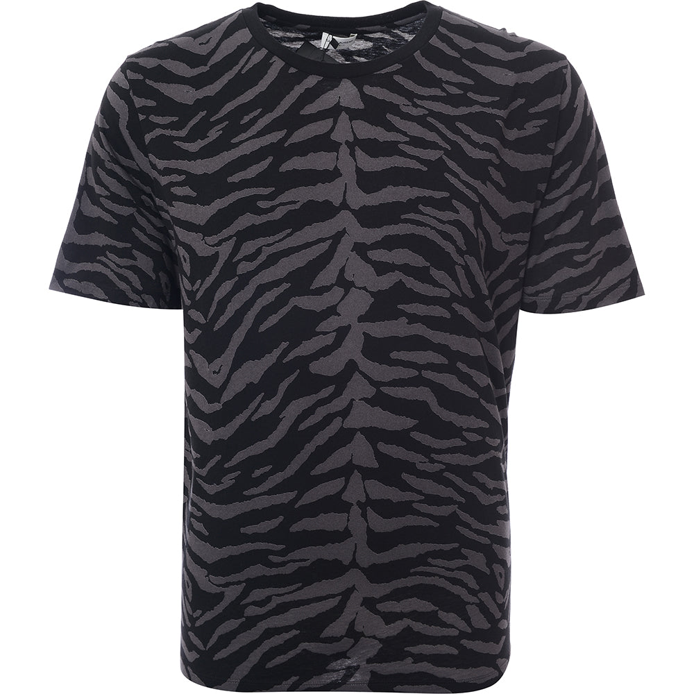 Saint Laurent Mens Zebra Print T-Shirt In Black