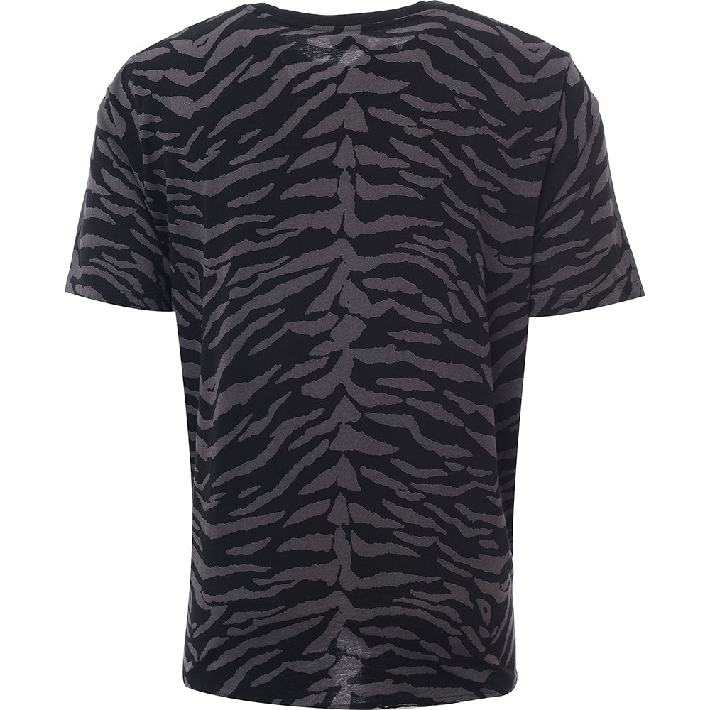 Saint Laurent Mens Zebra Print T-Shirt In Black