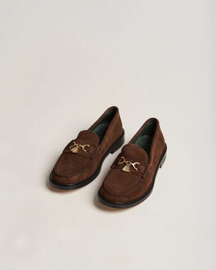 Vinny's Mens Luxe Choc Suede Loafers in Brown