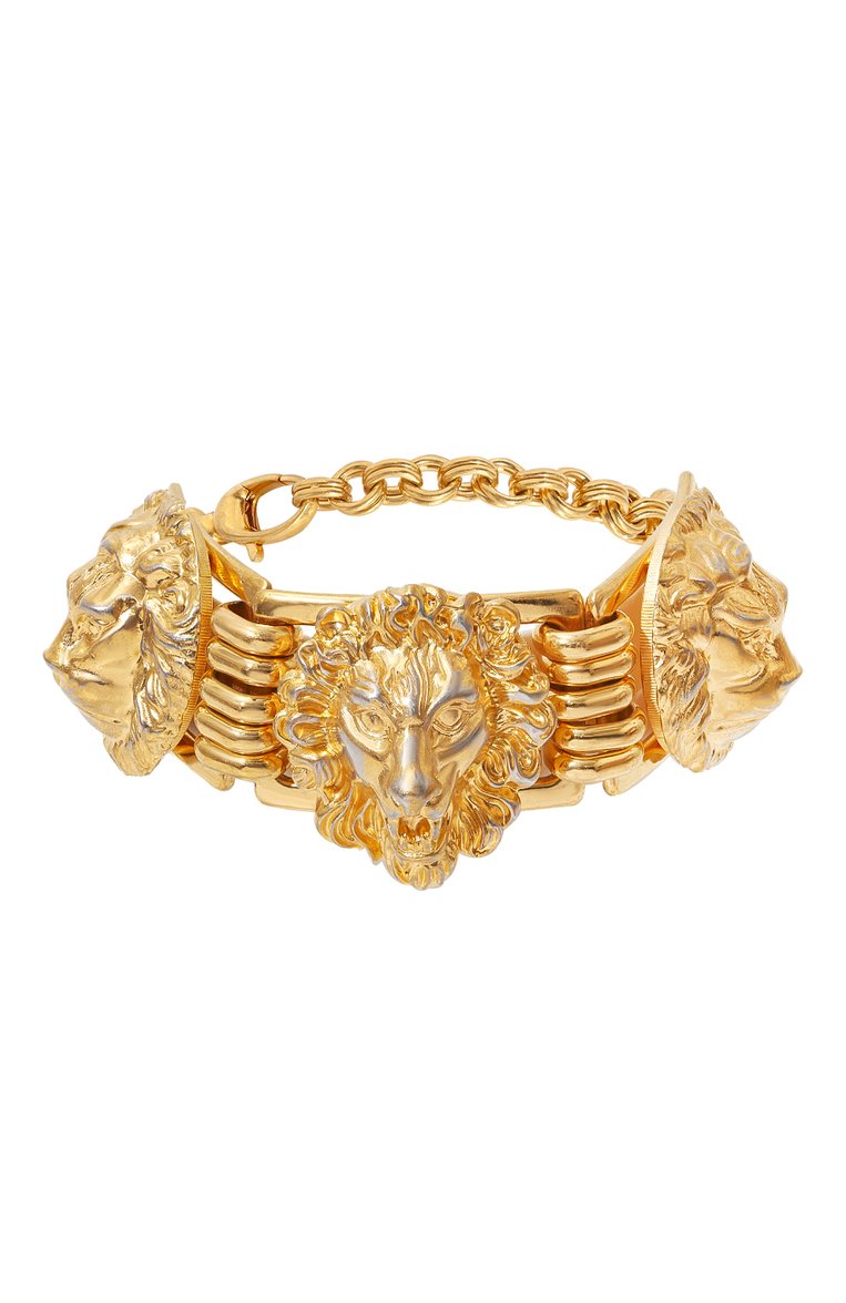 Gucci Womens Lion Head Bracelet in Gold