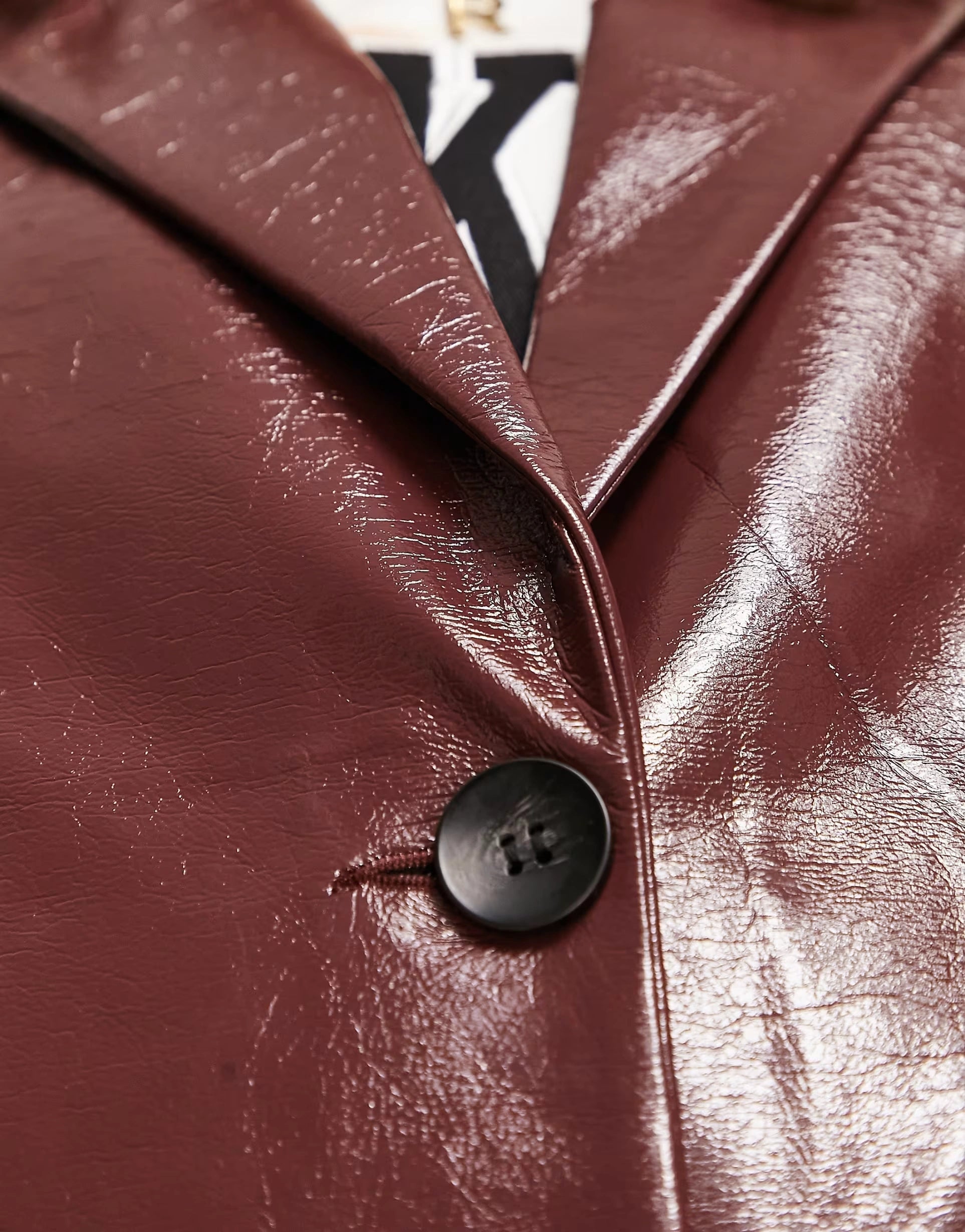 Pimkie Womens Vinyl Longline Coat With Tie Detail in Bordeaux In Red