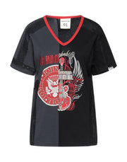 Semicouture Women's V-Neck Lace T-Shirt