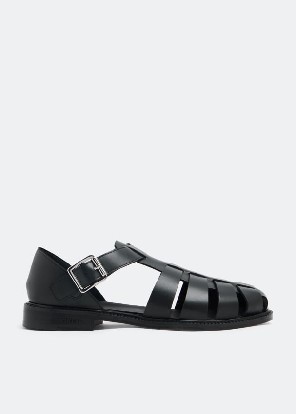 Vinny's Men's Black Fisherman Sandals