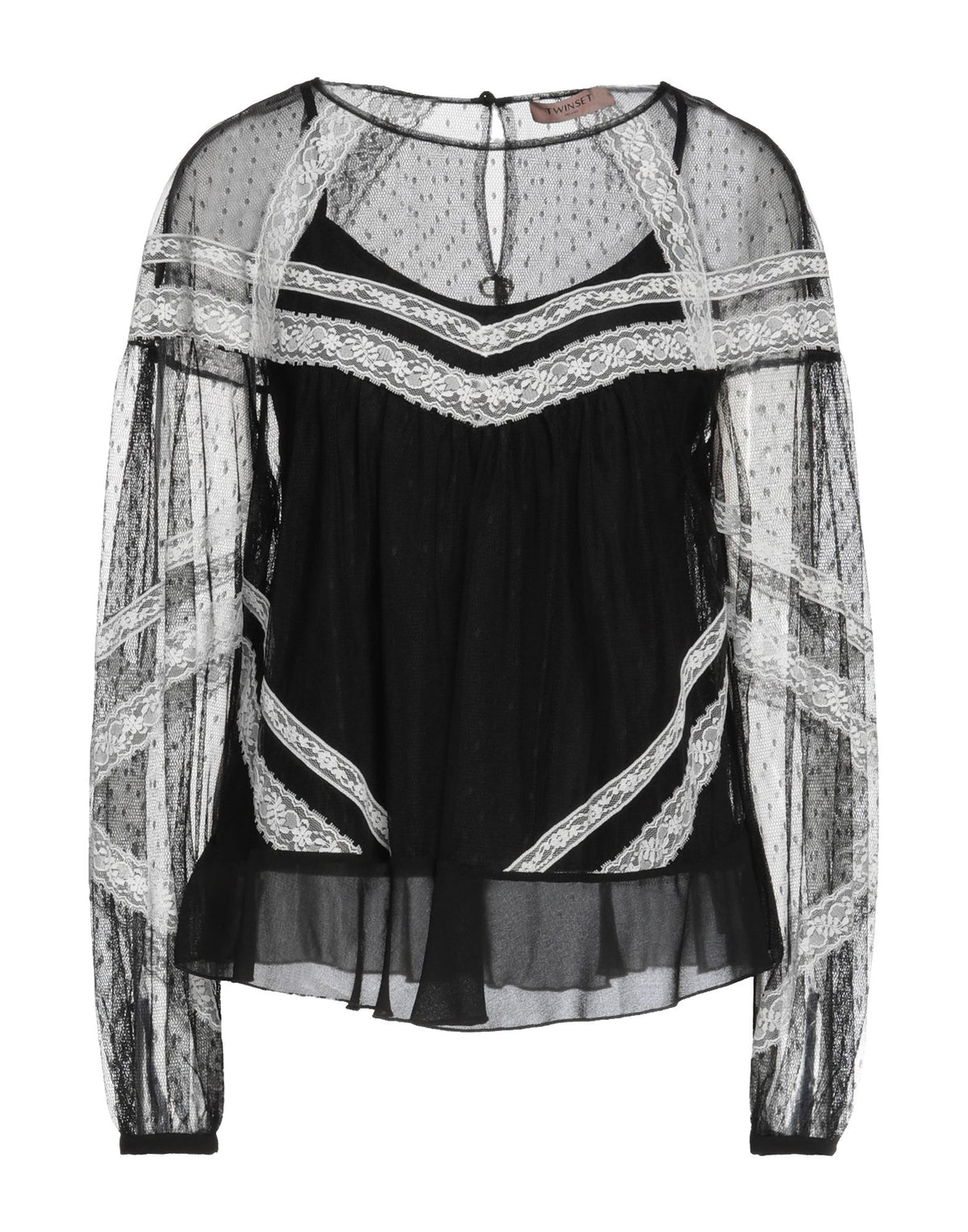 Twinset Women's Crew Neck Lace Top