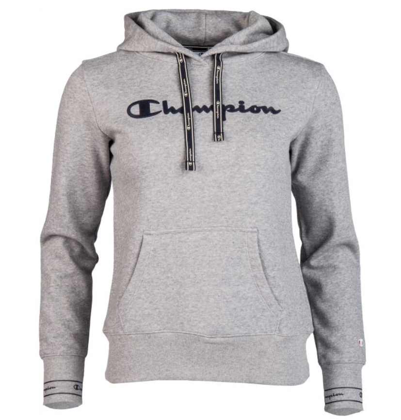 Womens Champion Script Logo Hoody in Grey