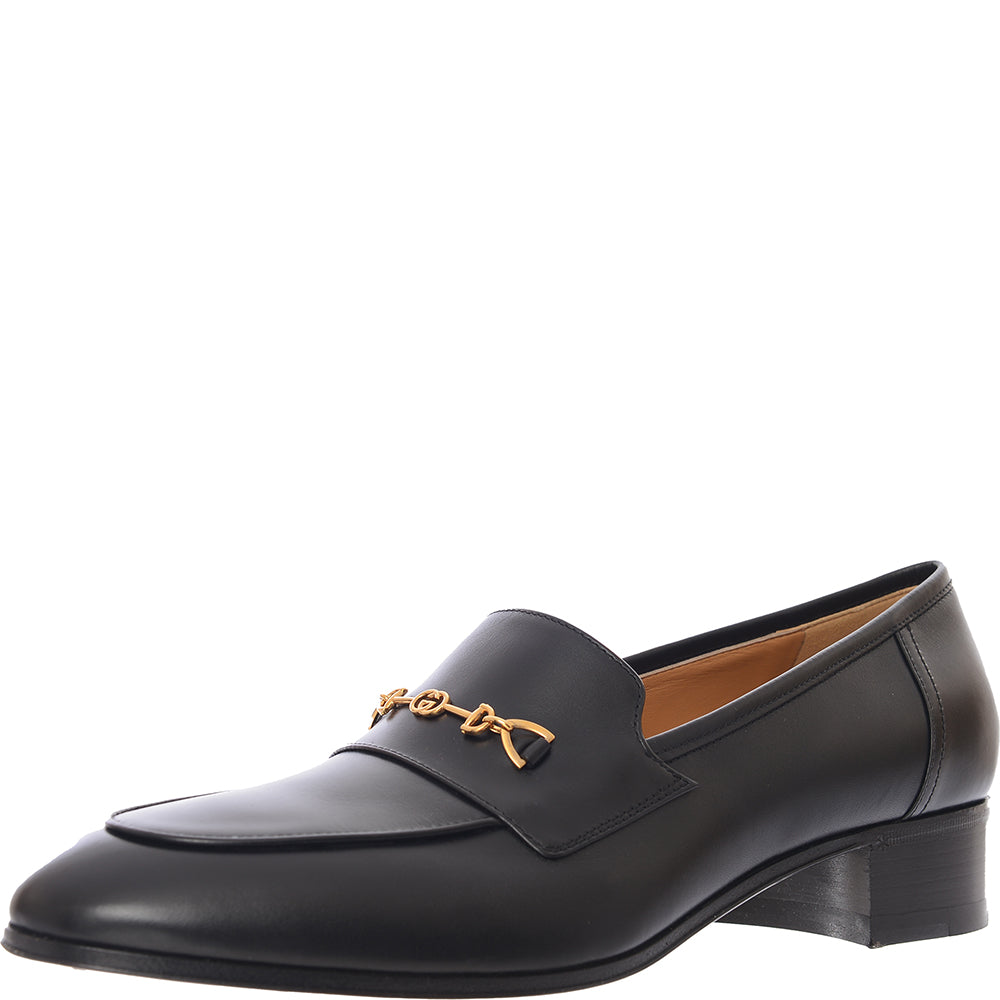 Gucci Womens Horsebit Detailed Leather Loafers In Black
