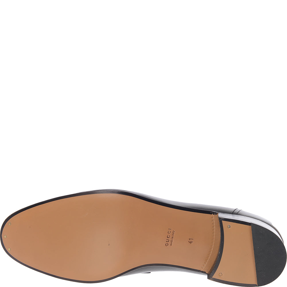 Gucci Womens Horsebit Detailed Leather Loafers In Black