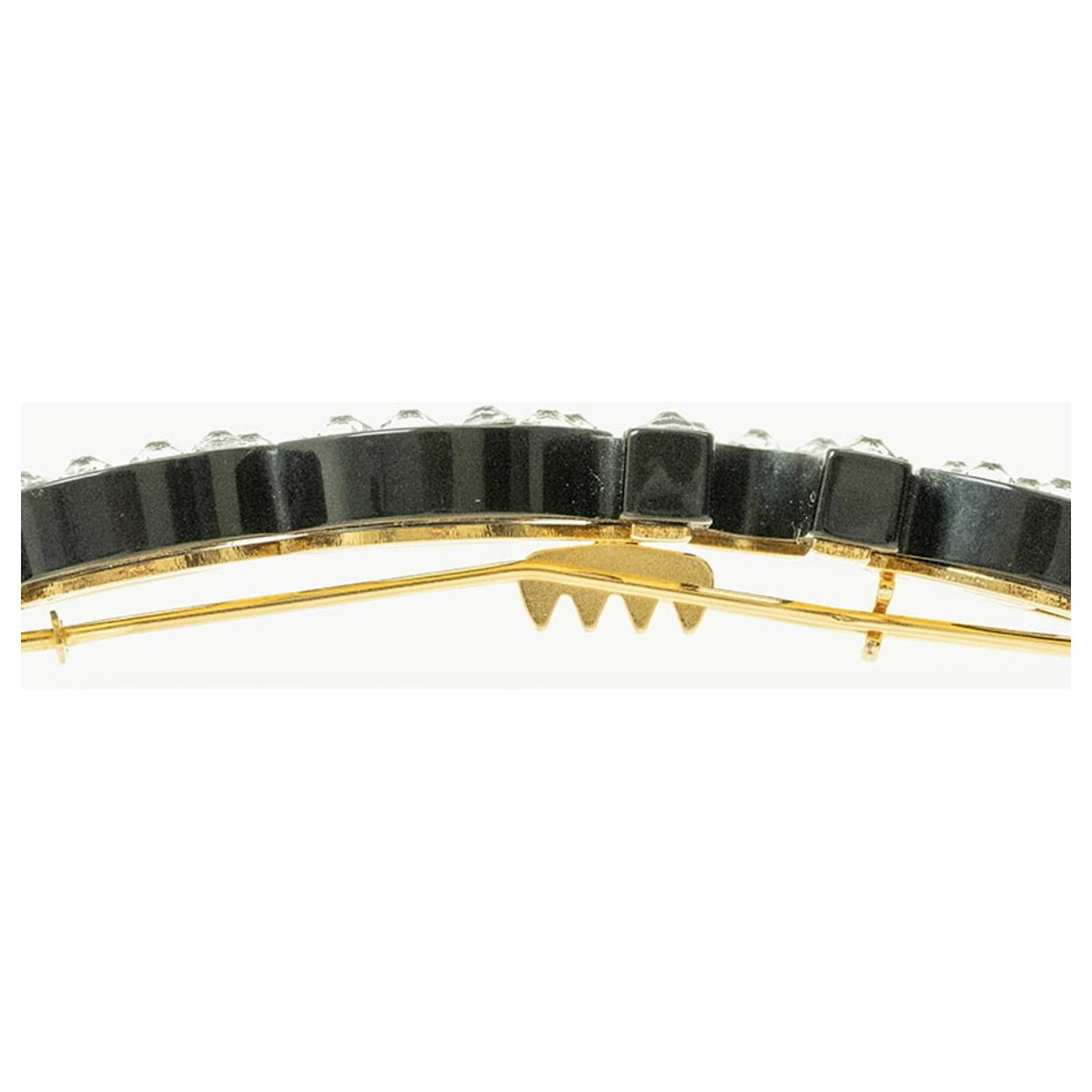 Gucci Womens Crystal-Embellished Logo Hair Clip
