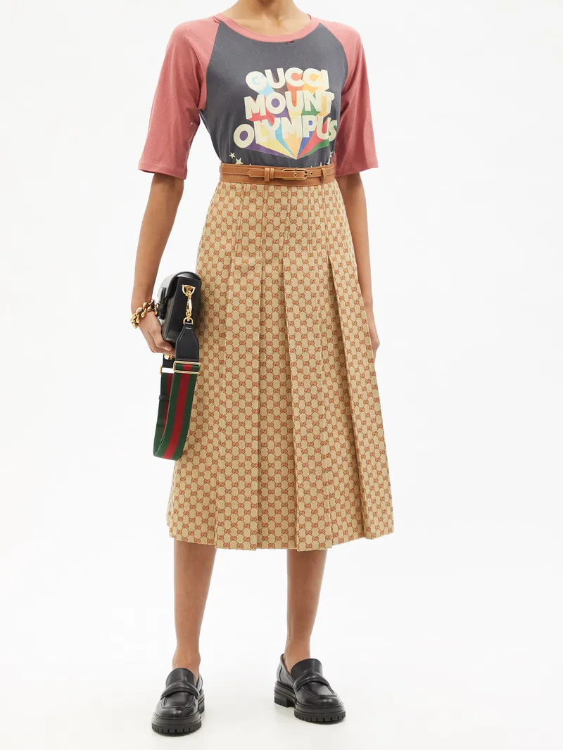 Gucci Womens Midi Skirt in Beige
