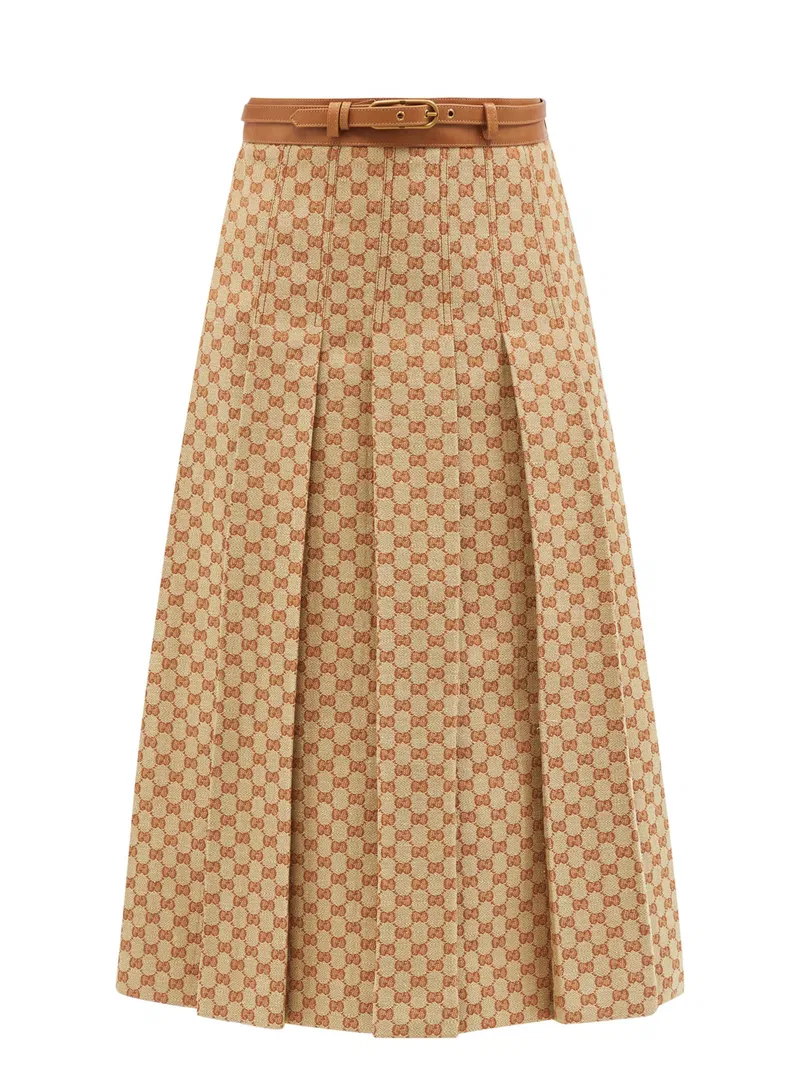Gucci Womens Midi Skirt in Beige