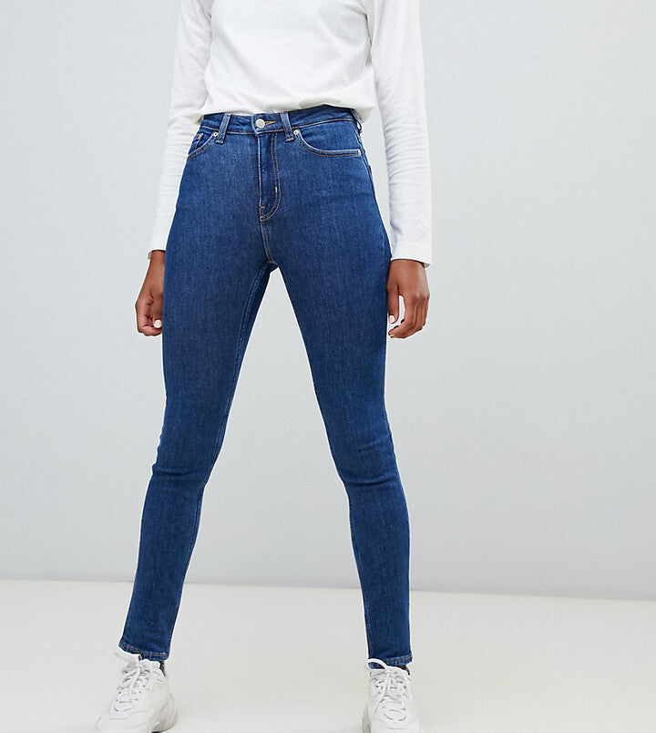 Weekday Womens Thursday Cotton High Waist Skinny Jeans In Blue