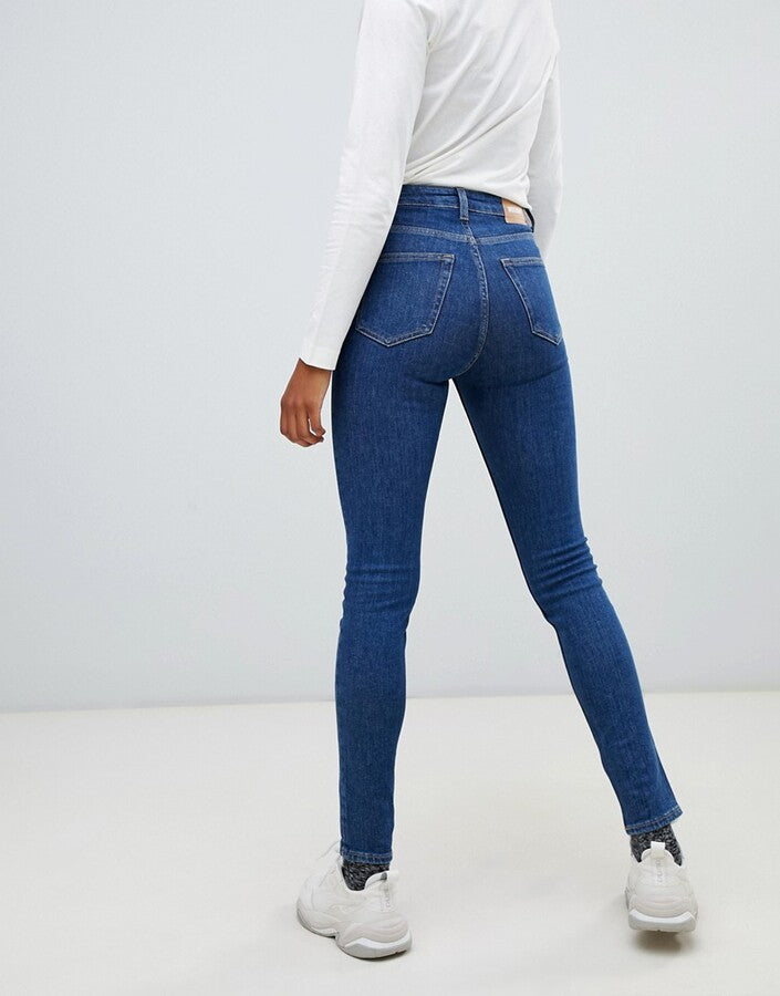 Weekday Womens Thursday Cotton High Waist Skinny Jeans In Blue