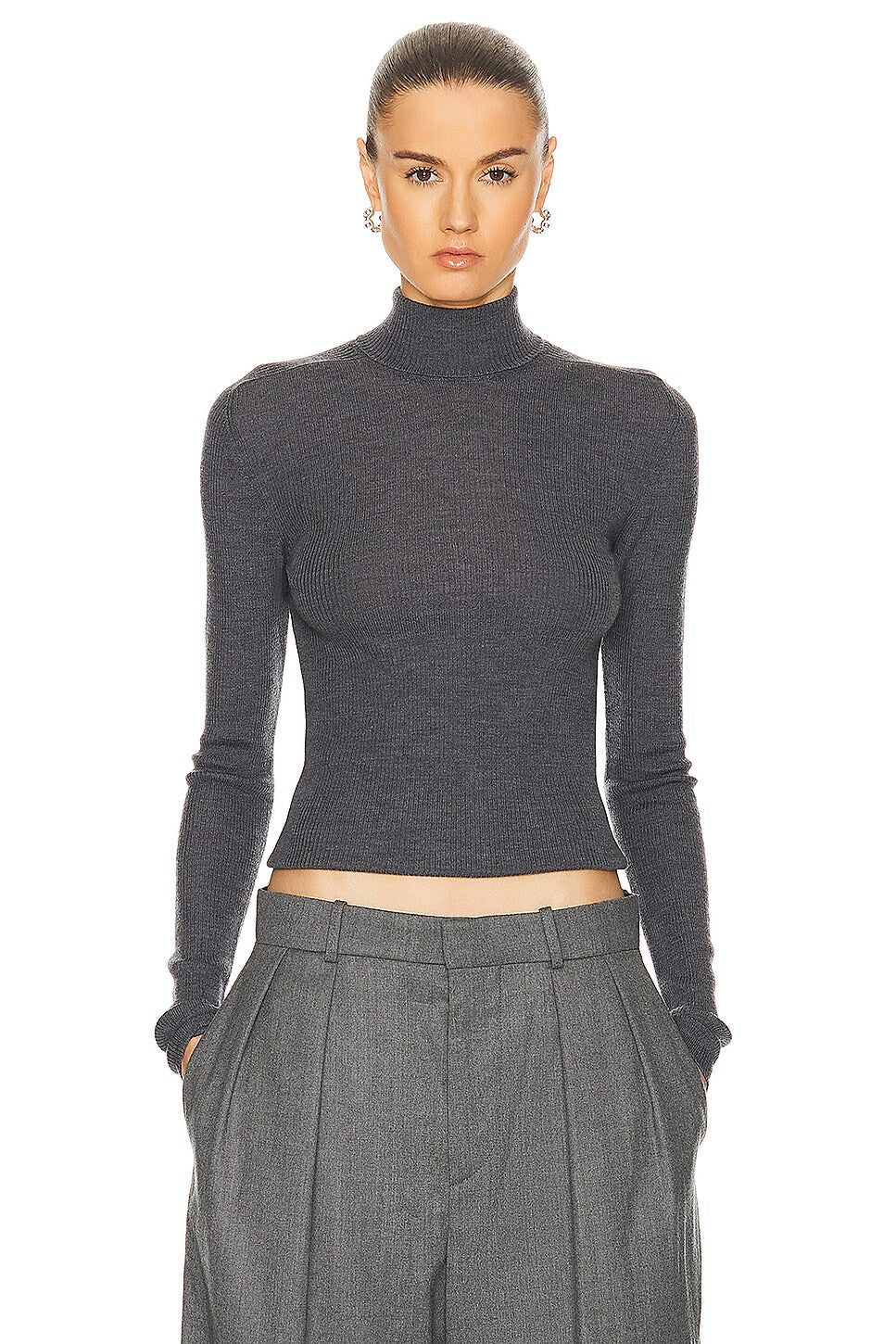 Womens Wardrobe.Nyc Light Roll Necks In Grey