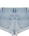 RAEY Womens Rivet Denim Shorts in Blue