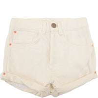 RAEY Womens Rivet Denim Shorts in White