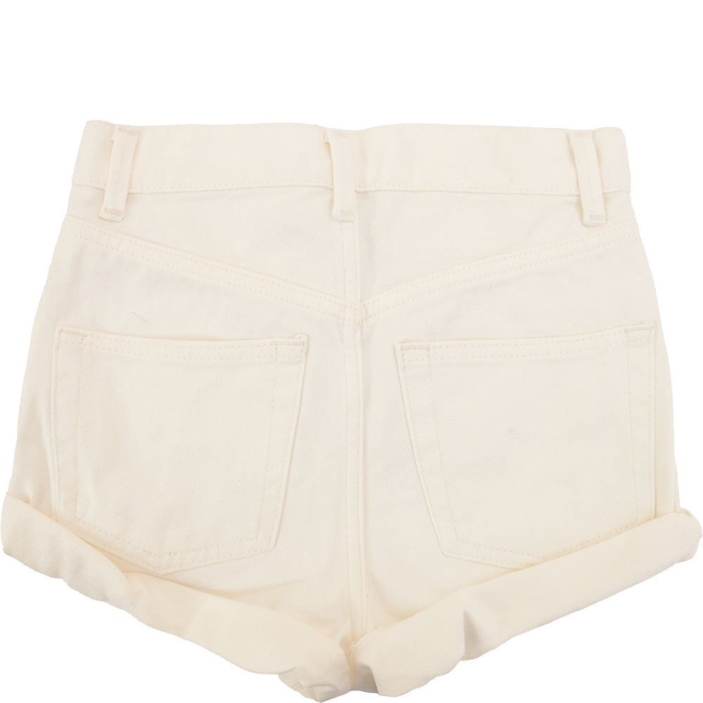 RAEY Womens Rivet Denim Shorts in White